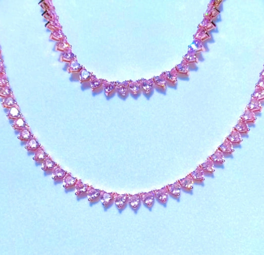 Pink Sapphire Hearts Set